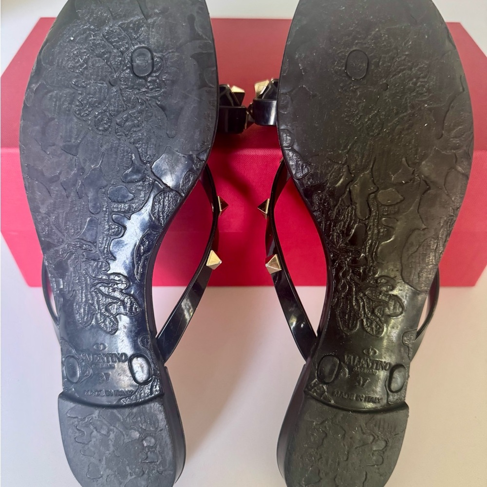 Valentino Garavani Black Studded Sandals with Bow Detail (gently used) - Picture 4 of 6